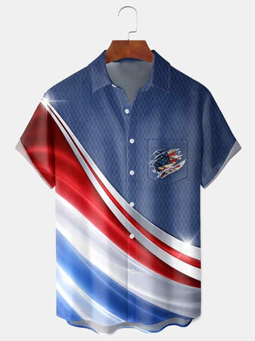 Patriotic Abstract Light Flow Button Shirt 4Th Of July Clothing Patriotic Gift