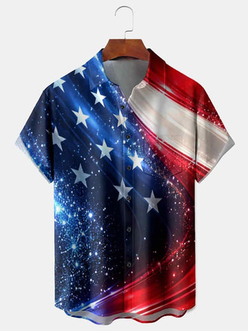 Patriotic US Flag Celebration Button Shirt 250th Anniversary Clothing Gifts For Independence