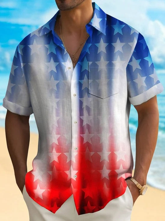 Patriotic Star Pattern Hawaiian Shirt 250 Years Of America Clothing Gifts For 4Th Of July