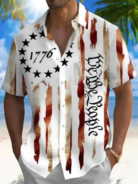 Vintage We The People Hawaiian Button Shirt Semiquincentennial 1776 2026 Merch Gift For Men