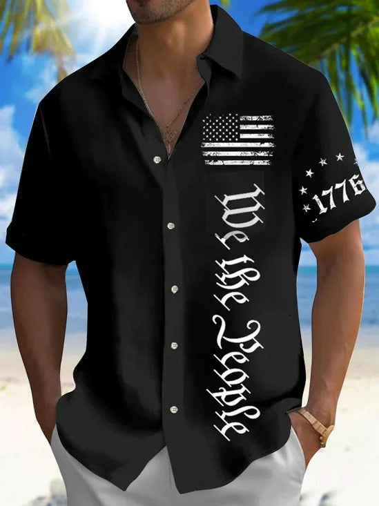 We The People Hawaiian Button Shirt Semiquincentennial 1776 2026 Apparel Patriotic Gifts