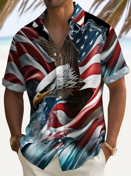 Vintage American Eagle Hawaiian Button Shirt Semiquincentennial 1776 2026 Merch Gift Ideas
