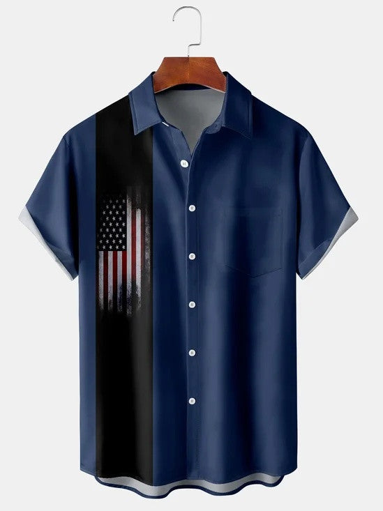 Retro America Hawaiian Button Shirt Best 4Th Of July Apparel Gift For Men