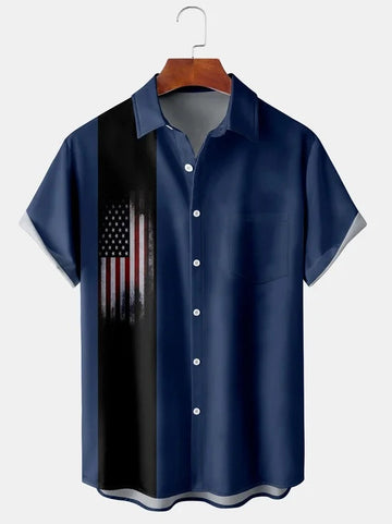 Retro America Hawaiian Button Shirt Best 4Th Of July Apparel Gift For Men