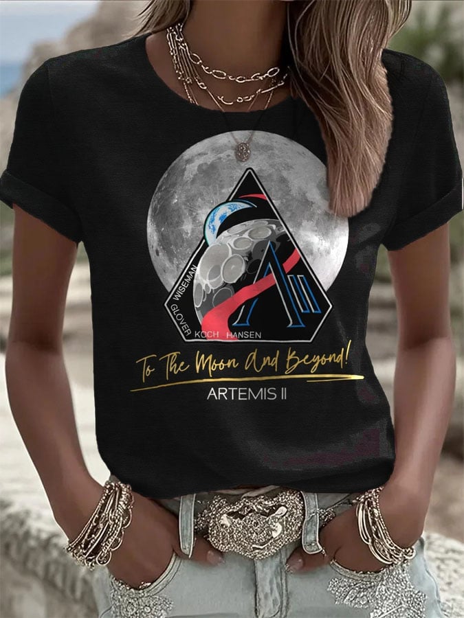 To The Moon And Back T-Shirt NASA Moon Mission 2026 Merch Astrophile Gift For Wife Retro 2026 Artemis II