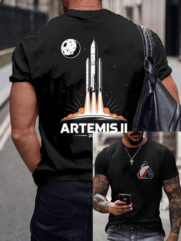 Rocket Launch Graphic T-Shirt NASA Moon Mission 2026 Merch Gift For Husband Retro 2026 Artemis II