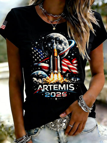 Space 2026 Space Enthusiast T-Shirt NASA Artemis Logo Tee Present For Mother Retro 2026 Artemis II