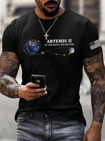 To The Moon And Beyond T-Shirt Artemis 2 Mission Clothes Astrophile Gift For Father Retro 2026 Artemis II