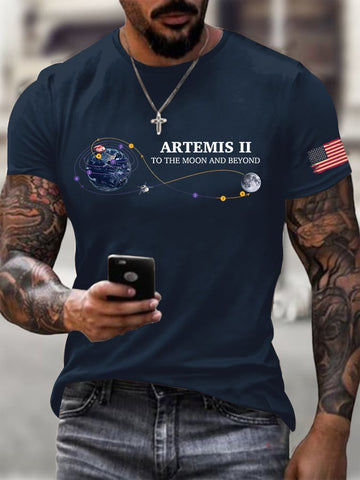 To The Moon And Beyond T-Shirt American Flag NASA Moon Landing 2026 Shirt Retro 2026 Artemis II