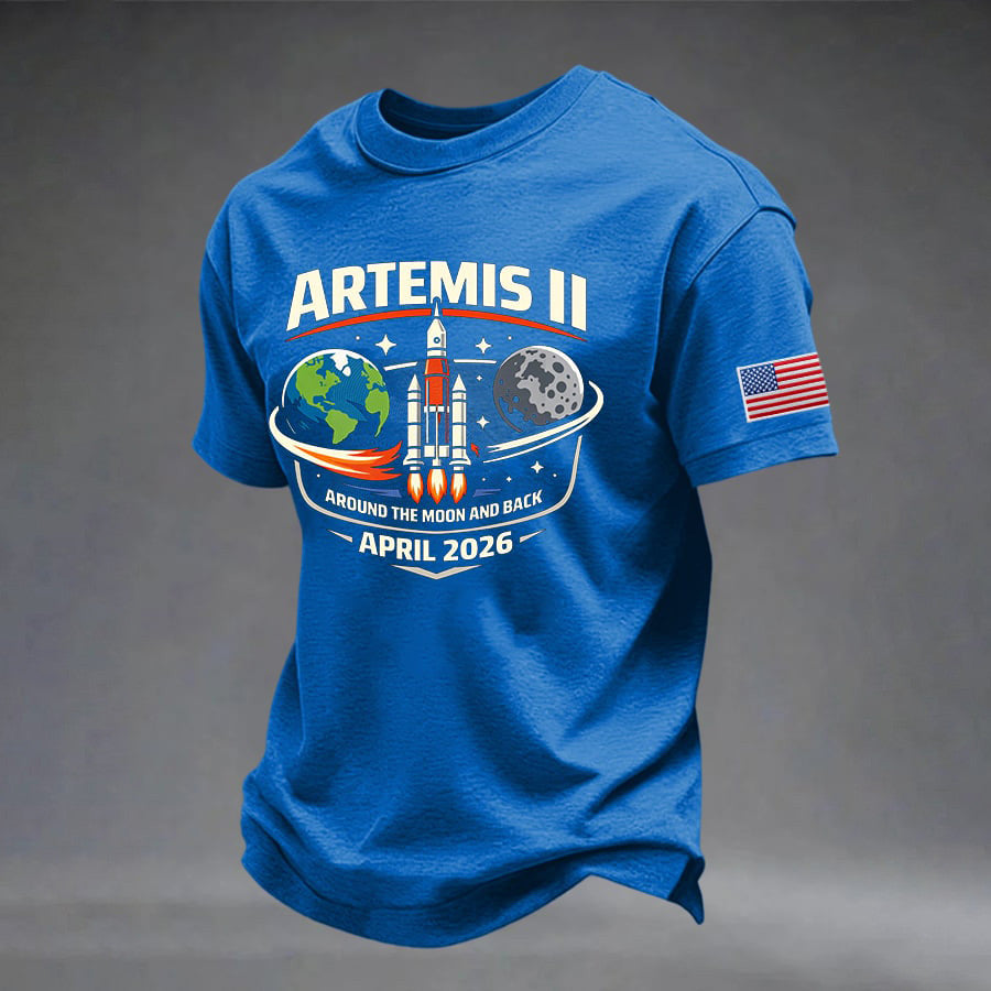 To The Moon And Beyond T-Shirt American Flag NASA Moon Mission 2026 Merch Retro 2026 Artemis II