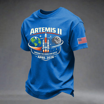 To The Moon And Beyond T-Shirt American Flag NASA Moon Mission 2026 Merch Retro 2026 Artemis II