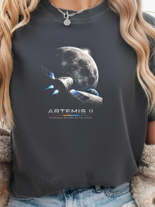 Rocket Launch Space Exploration T-Shirt Back To The Moon Shirt Astrophile Gift For Her Retro 2026 Artemis II