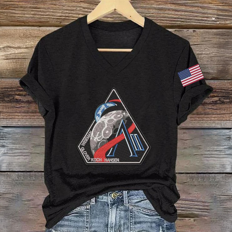 Space Mission T-Shirt American Flag NASA Moon Landing 2026 Shirt Gift For Her Retro 2026 Artemis II
