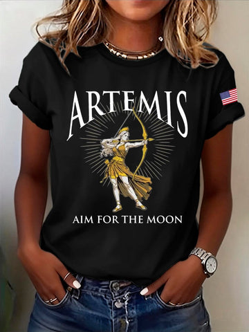Aim For The Moon T-Shirt NASA Artemis Clothing Present For Mother Retro 2026 Artemis II