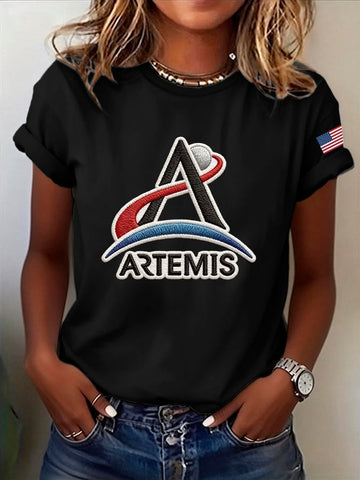 Mission American Flag T-Shirt Artemis 2 Mission Clothes Unique Gift For Girlfriend Retro 2026 Artemis II