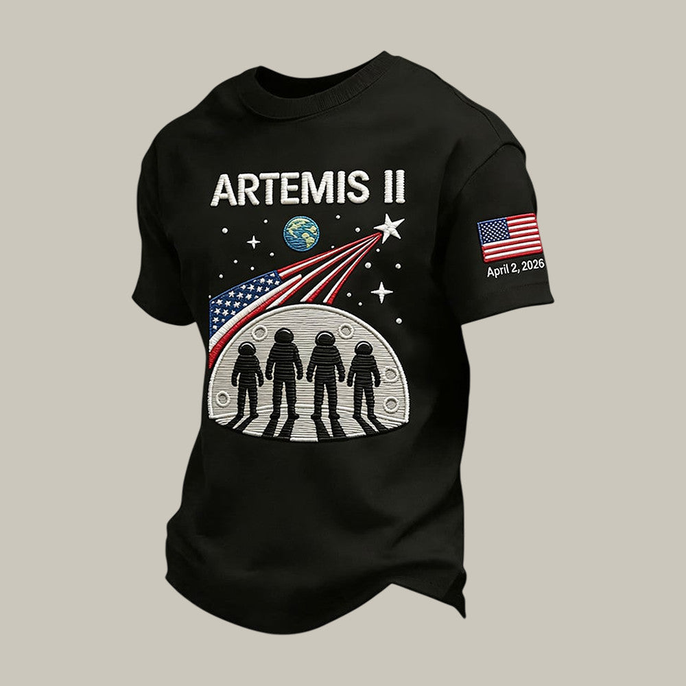 Mission Humanity Returns To The Moon T-Shirt American Flag NASA Moon Mission 2026 Merch Retro 2026 Artemis II