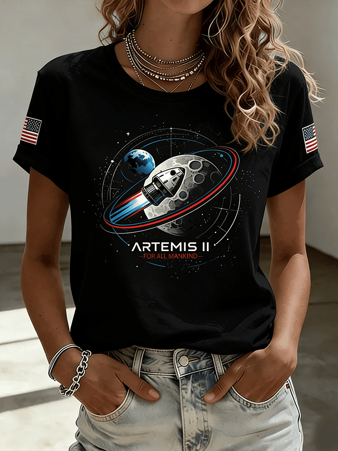 Mission Graphic T-Shirt Modern NASA Clothing Line Present For Girlfriend Retro 2026 Artemis II