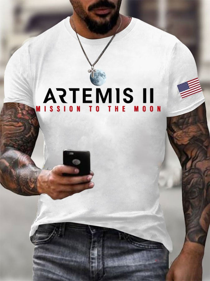 Mission To The Moon American Flag Shirt Astrophile Gift For Father's Day Retro 2026 Artemis II