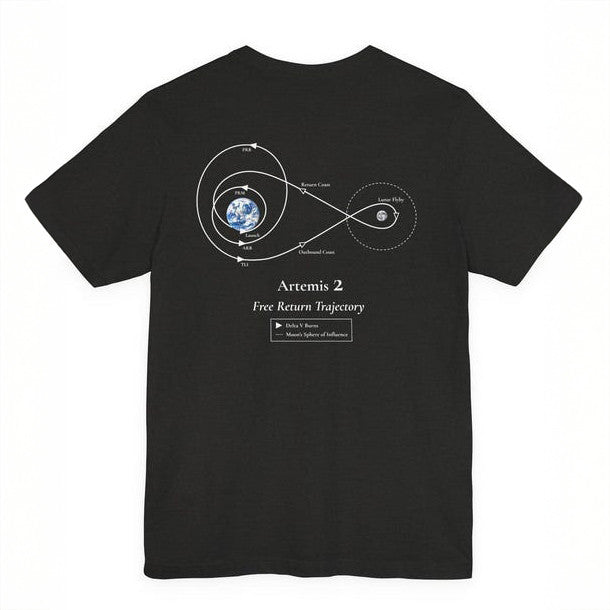 Artemis 2 Mission Free Return Trajectory T-Shirt Space Mission Graphic Tee Astrophile Present Retro 2026 Artemis II