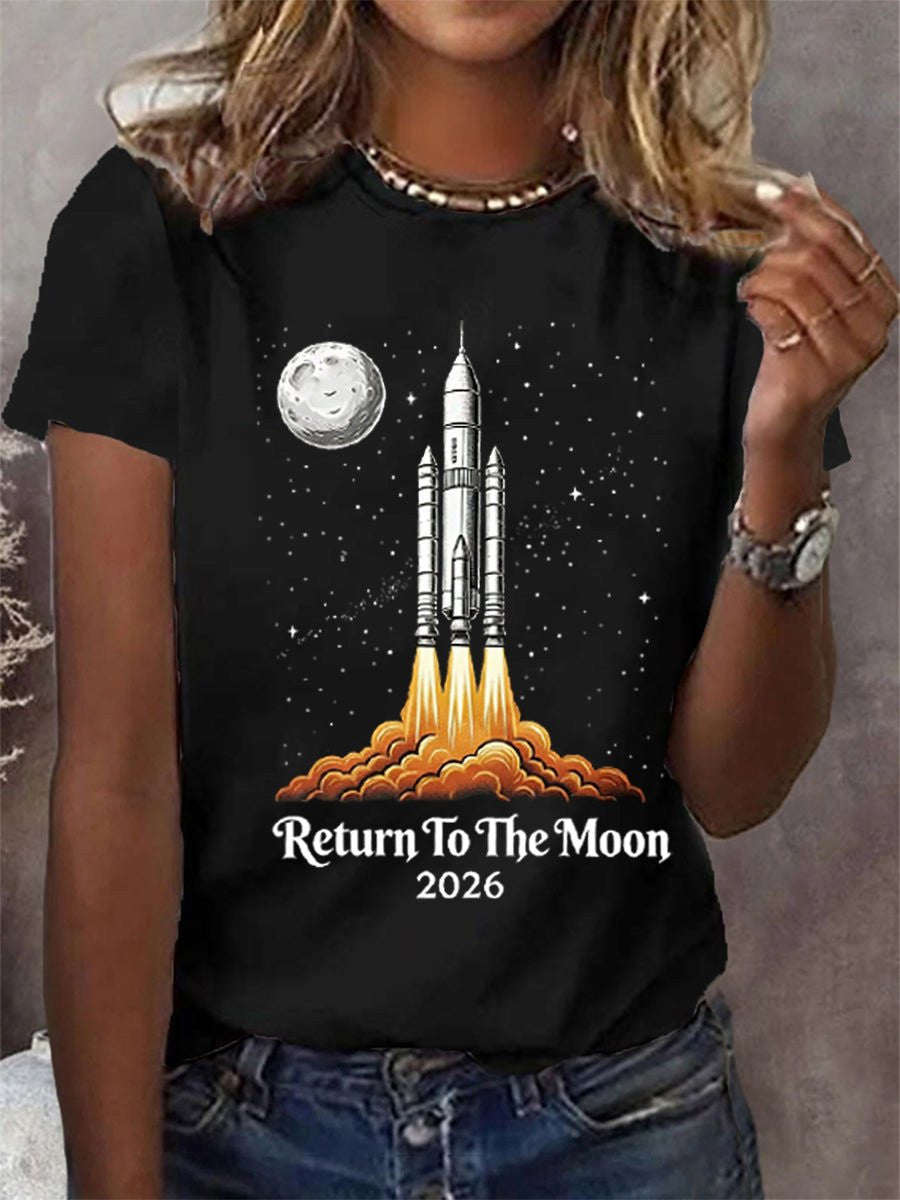 2026 Rocket Launch T-Shirt Modern NASA Graphic Tee Present For Mom Retro 2026 Artemis II