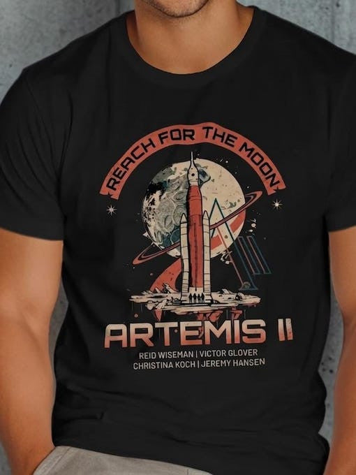 Mission Space Exploration T-Shirt NASA Moon Mission 2026 Merch Present For Him Retro 2026 Artemis II