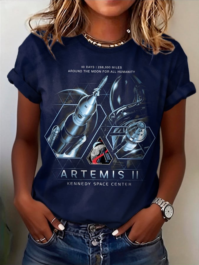 Kenedy Space Center T-Shirt Modern NASA Graphic Tee Present For Wife Retro 2026 Artemis II