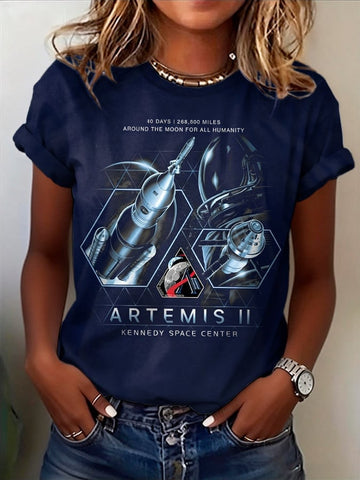 Kenedy Space Center T-Shirt Modern NASA Graphic Tee Present For Wife Retro 2026 Artemis II