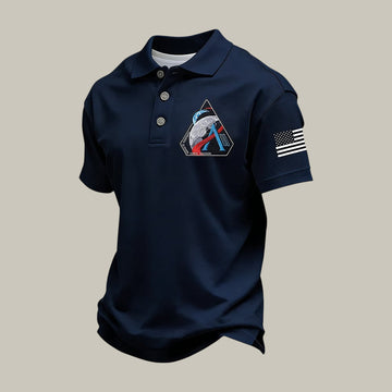 Mission Graphic Polo Shirt American Flag NASA Moon Mission 2026 Merch Gift Idea For Him Retro 2026 Artemis II