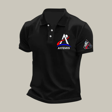 Mission Graphic Polo Shirt NASA Moon Mission 2026 Clothing Line Present For Dad Retro 2026 Artemis II