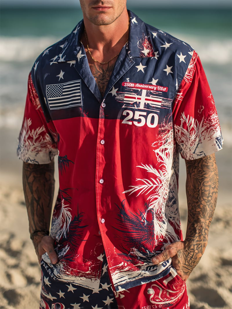 250th Anniversary Hawaiian Shirt Patriotic Tropical For Independence Day