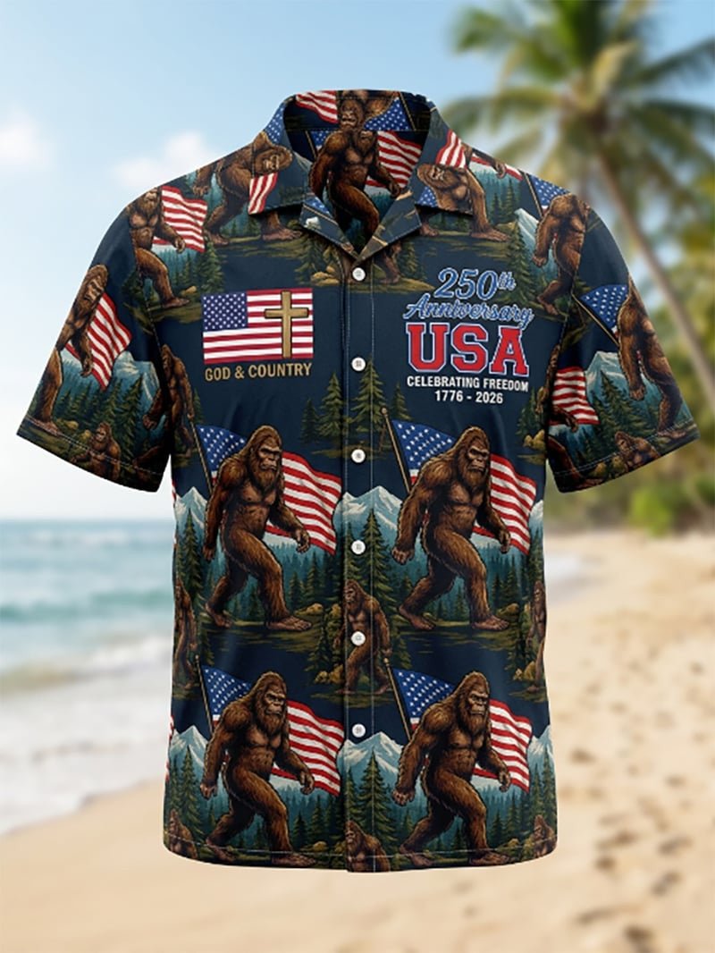 250th Anniversary USA Hawaiian Shirt God & Country Patriotic Clothing Gift For Dad
