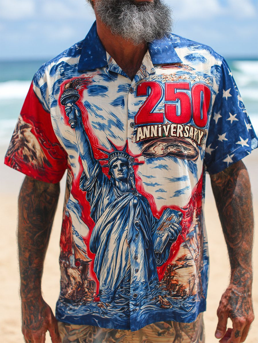 250th Anniversary USA Hawaiian Shirt Statue Of Liberty Patriotic For Independence Day