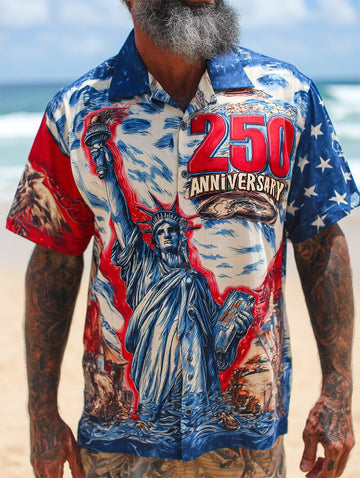250th Anniversary USA Hawaiian Shirt Statue Of Liberty Patriotic For Independence Day