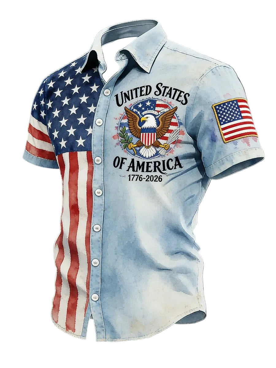 United States Of America Button Shirt We The People 1776 2026 Clothing Gift For Brothers