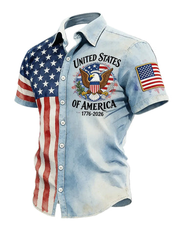 United States Of America Button Shirt We The People 1776 2026 Clothing Gift For Brothers