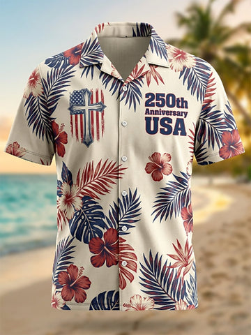 USA 250th Anniversary Hawaiian Shirt Fourth Of July Clothing Gift Ideas For Brothers