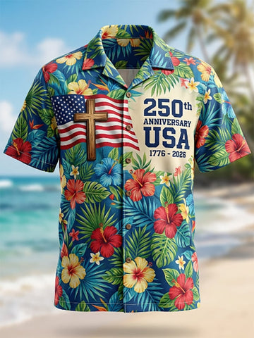 USA 250th Anniversary Hawaiian Shirt In God We Trust Clothing Gifts For 4Th Of July
