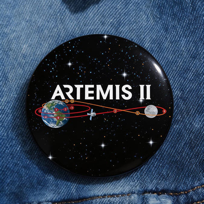 Space Mission Pin Button Galaxy Picture NASA Moon Mission 2026 Pin Astrophile Gift Retro 2026 Artemis II
