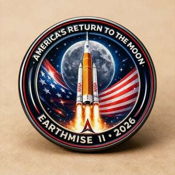 Space Mission Pin NASA Moon Mission 2026 Button Astronomy Gift For Astrophile Retro 2026 Artemis II