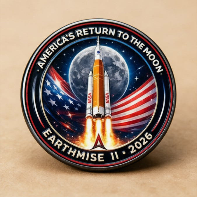 Space Mission Pin NASA Moon Mission 2026 Button Astronomy Gift For Astrophile Retro 2026 Artemis II