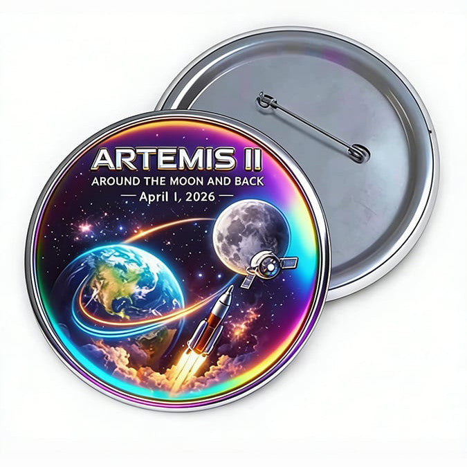 2026 Button Pin Space Exploration Moon Journey Lapel Pin Gift For Rocket Engineer Retro 2026 Artemis II