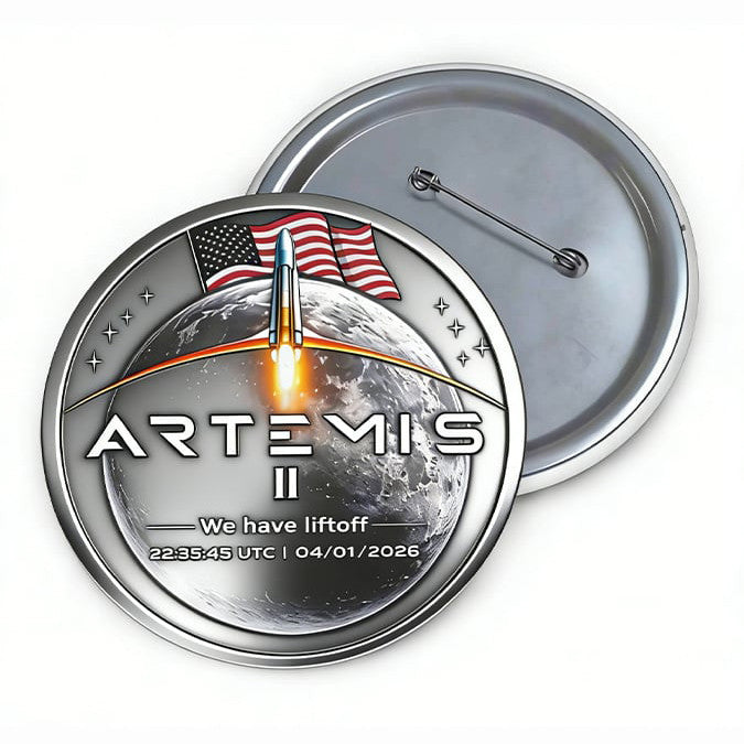 NASA Button Pin SLS Rocket Launch Merchandise Gift For Aspiring Pilot Retro 2026 Artemis II