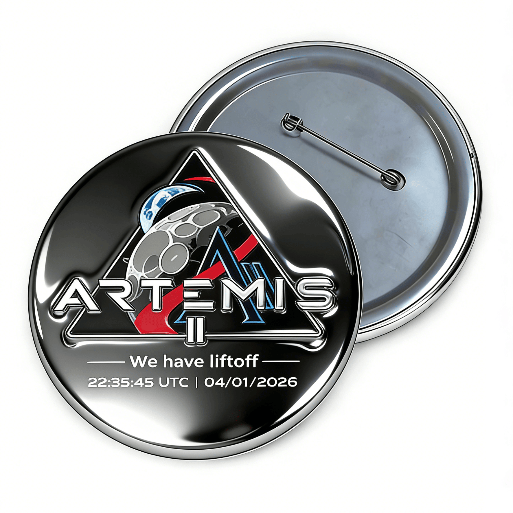 NASA Lunar Orbit Mission Button Pin We Have Liftoff Lapel Pin Galaxy Dreamer Gift Retro 2026 Artemis II