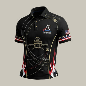 NASA Mission Polo Shirt Space Exploration Clothes Gift For Future Astronaut Retro 2026 Artemis II