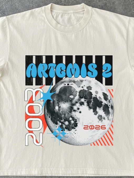 Artemis 2 Moon 2026 Graphic T-Shirt Artemis 2 Mission Clothes Best Gift For Father's Day Retro 2026 Artemis II
