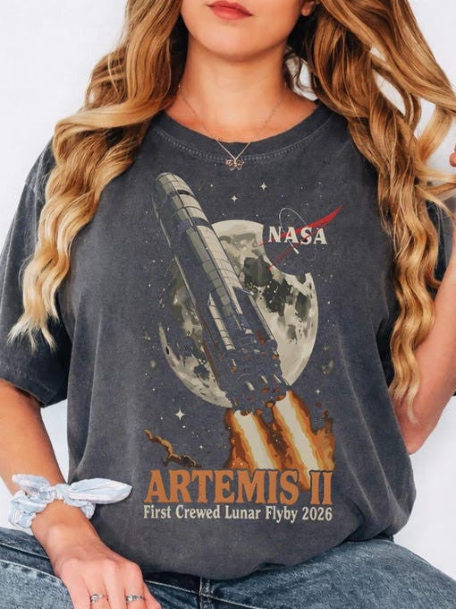 NASA Lunar Flyby 2026 T-Shirt First Crewed Lunar Flyby 2026 Shirt Astrophile Gift Retro 2026 Artemis II