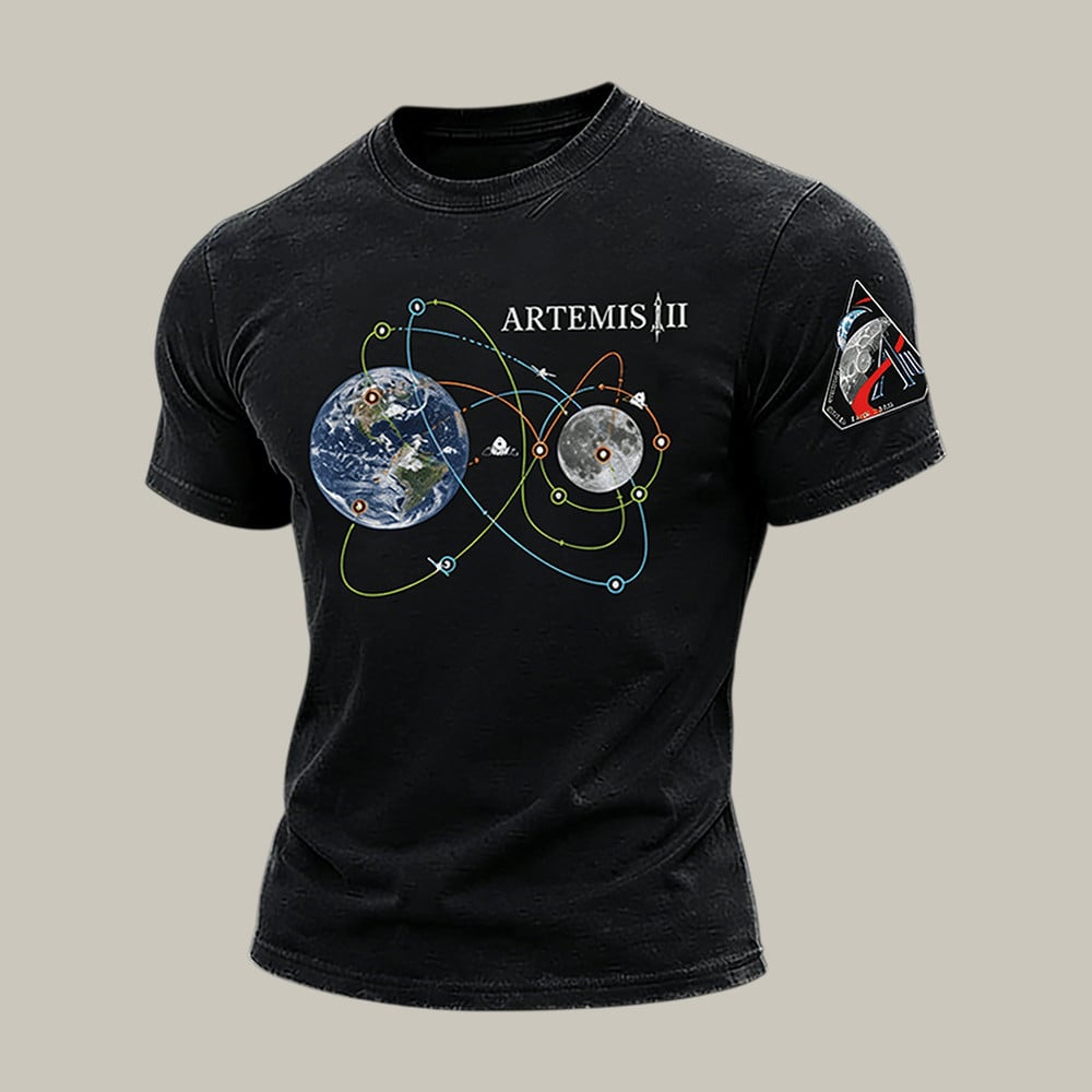 Mission Graphic T-Shirt Modern NASA Graphic Tee Good Gift For Him Retro 2026 Artemis II