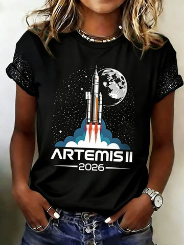 2026 Moon Landing T-Shirt Modern NASA Graphic Tee Best Gift For Sisters Retro 2026 Artemis II