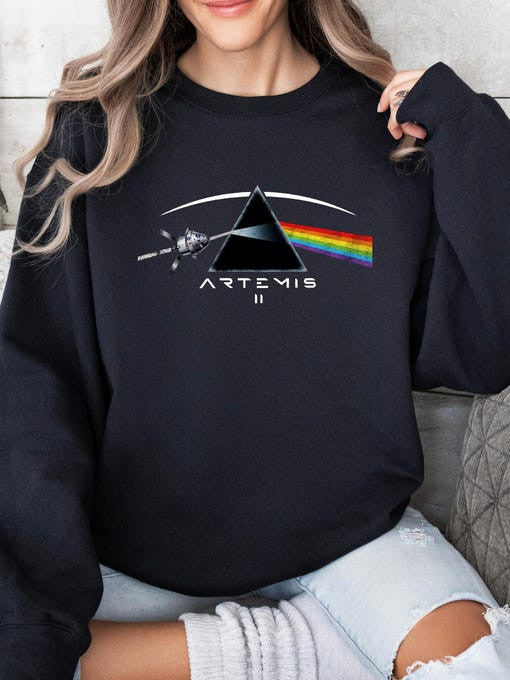 Astronaut NASA Inspired Sweatshirt Retro Prism Space Clothing Gift For Girlfriend Retro 2026 Artemis II