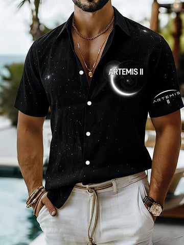 Mission Button Shirt Cosmic Journey Lunar Clothes Galaxy Dreamer Gift Retro 2026 Artemis II